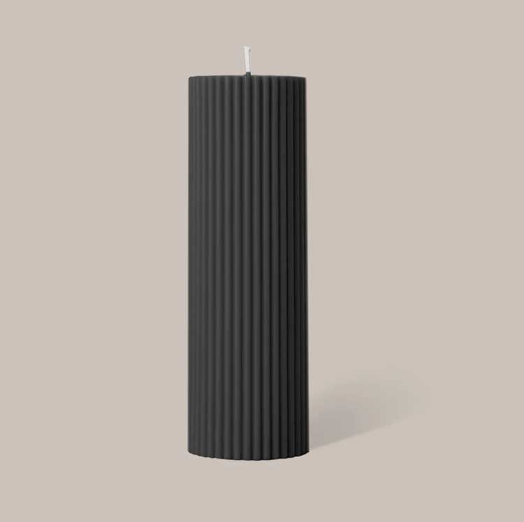 Black Blaze Wide Column Pillar Candle - Black