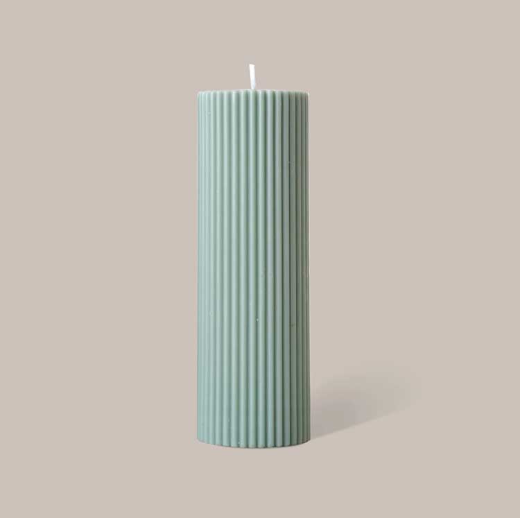 Black Blaze Wide Column Pillar Candle - Eucalyptus