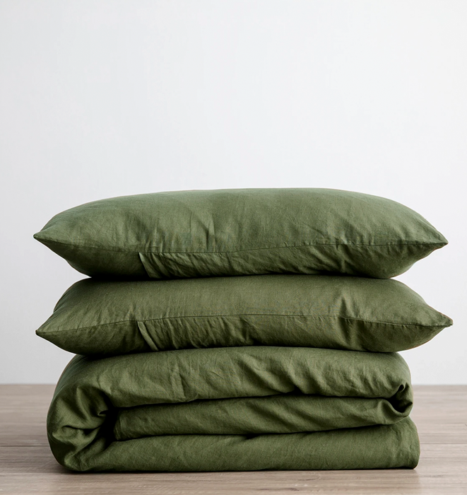 Cultiver 100% Linen Duvet Cover Set - Forest