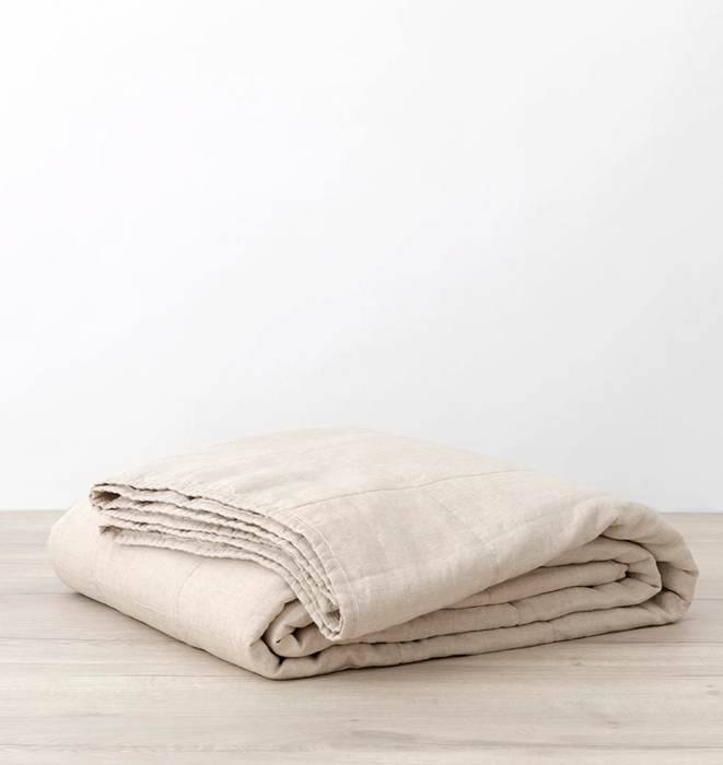 Cultiver 100% Linen Quilted Bedcover - Natural