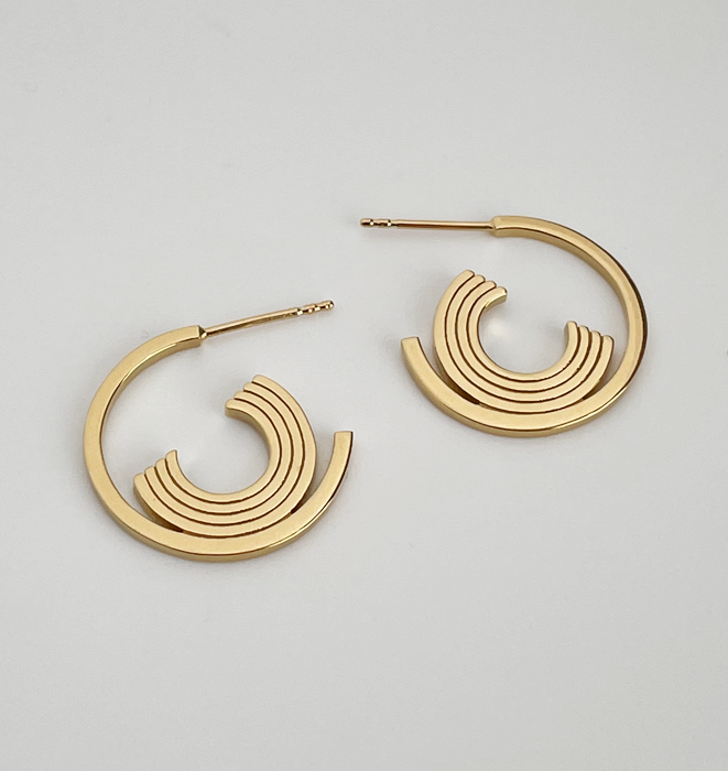 Nested Curve Gold Earrings