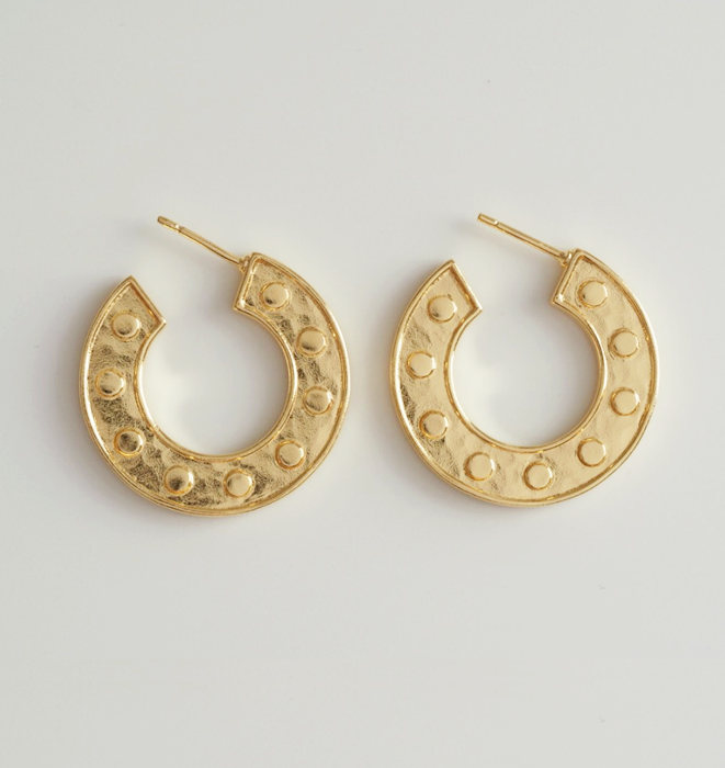 Flat Dome Gold Hoops