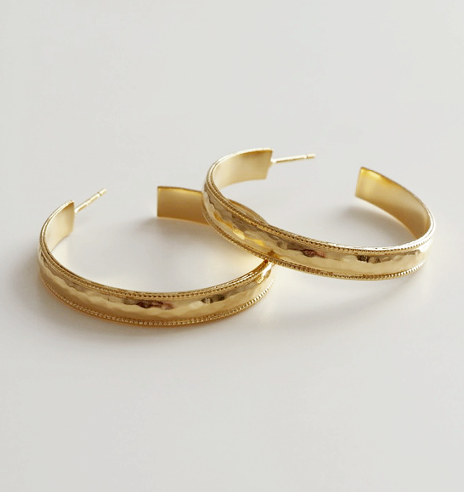 Planished Gold Hoops