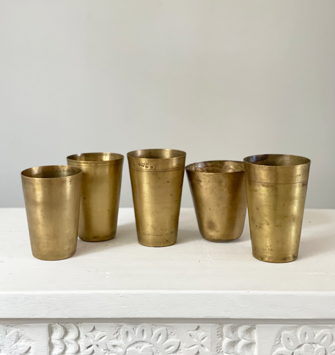 Vintage Brass Lassi Cup Set