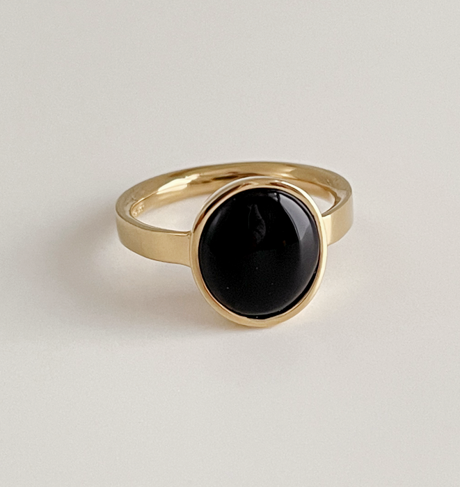 Lana Oval Gold Ring - Black Onyx