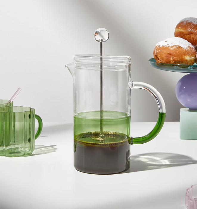 Fazeek Two Tone Coffee Plunger - Clear + Green