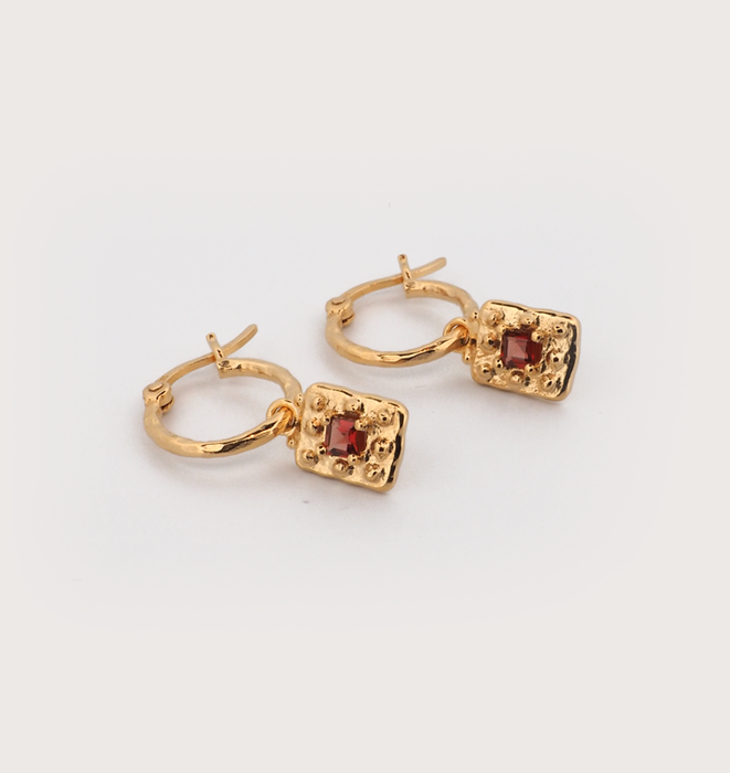 Eden Hoop Earring - Garnet