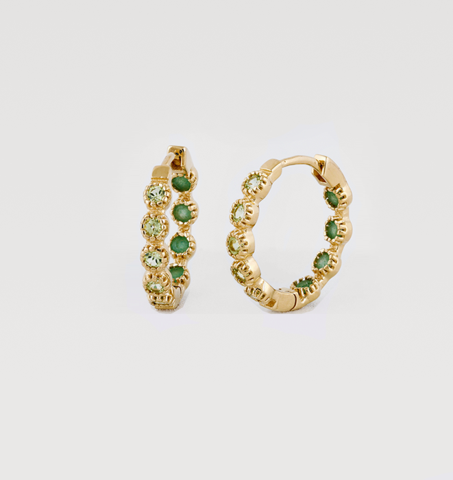Lucia Hoops Two Tone - Peridot & Green Aventurine