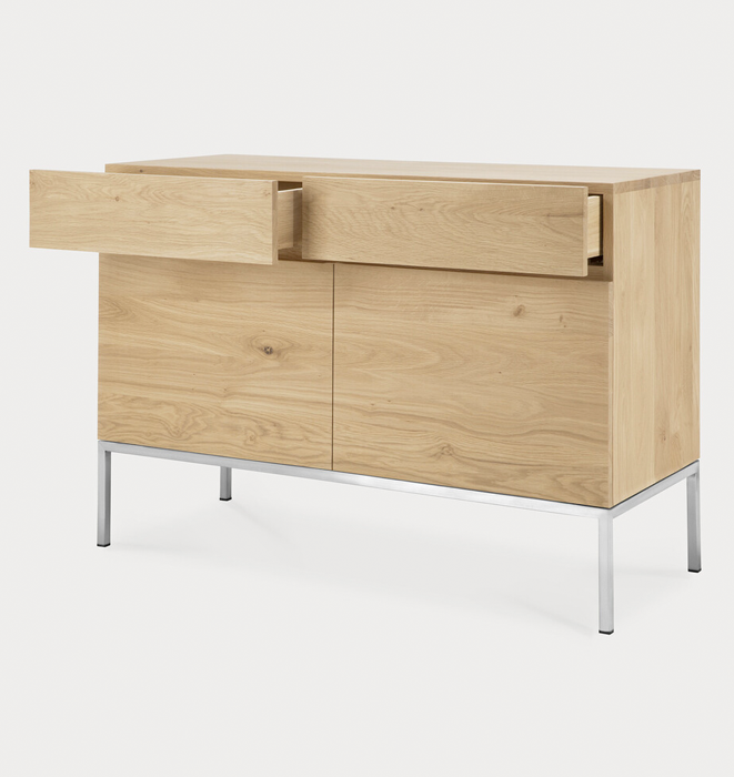 Ethnicraft Oak Ligna Sideboard - Two Door Stainless Steel