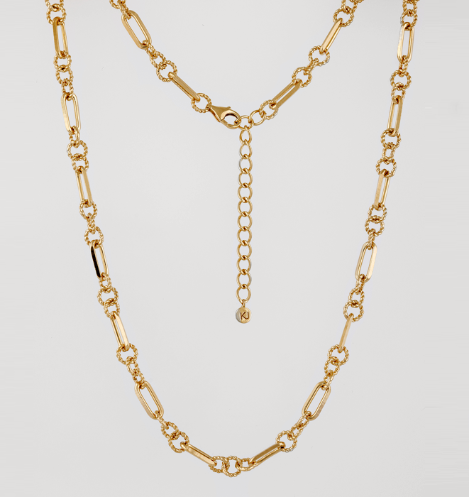 Mixed chain chunky gold necklace