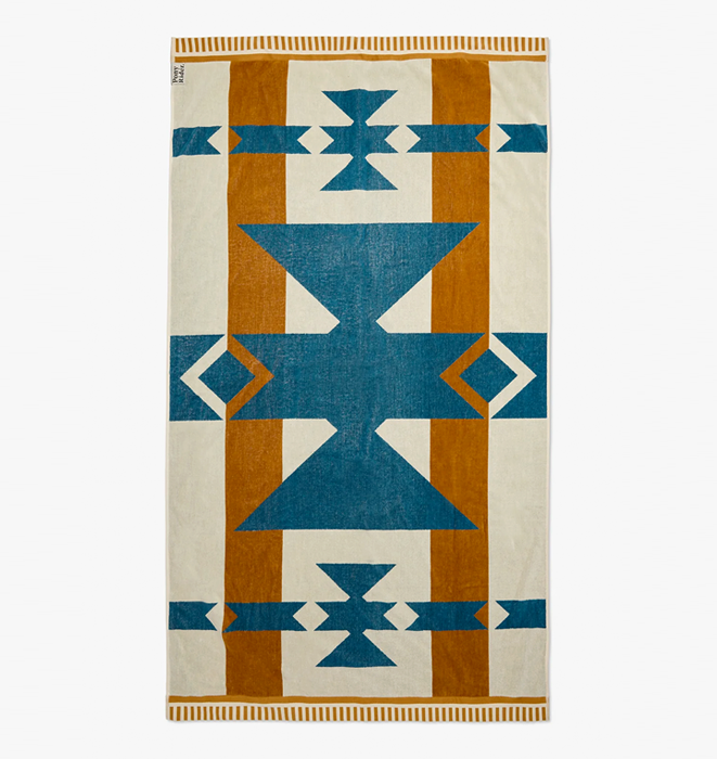 Pony Rider Canyon River Large Towel | Natural / Blue