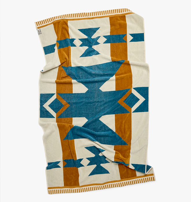 Pony Rider Canyon River Large Towel | Natural / Blue