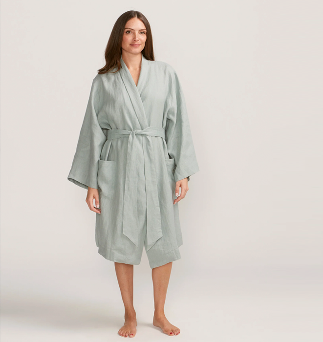 Cultiver Linen Robe | Sea Foam | IN STORE ONLY