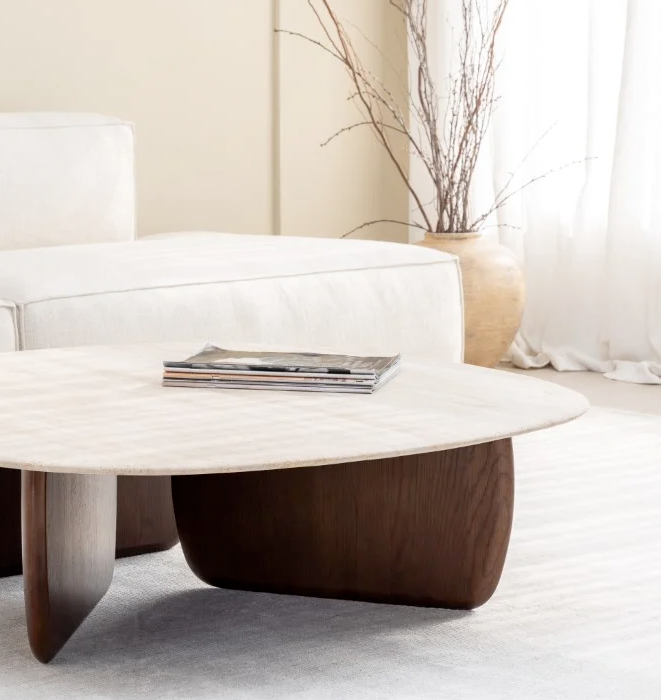 Eden Travertine Coffee Table by Sketch - Smoked Oak