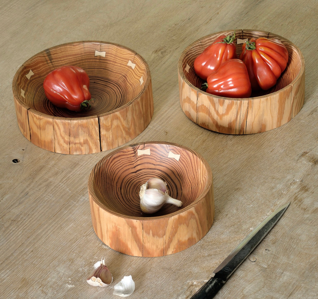 Ethnicraft Natural Pine Bowls - Set Of Three