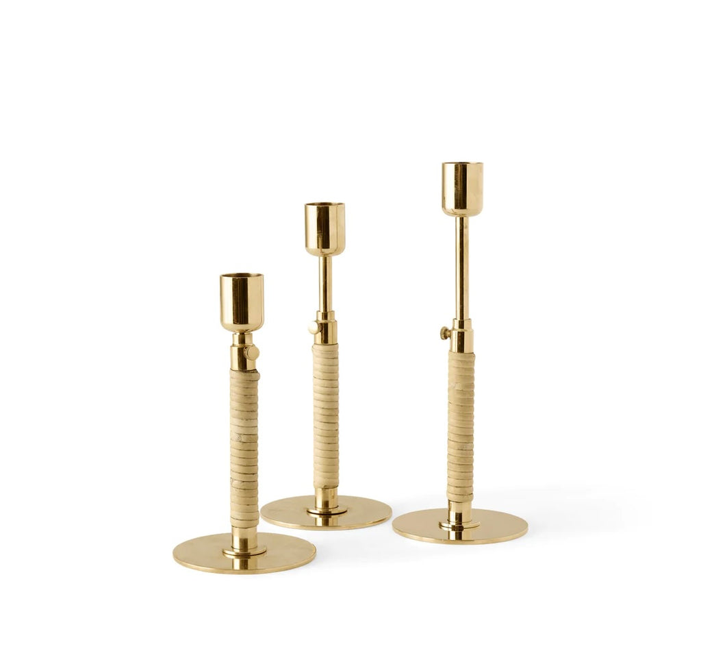 Duca Candle Holder in Polished Brass by Black Blaze