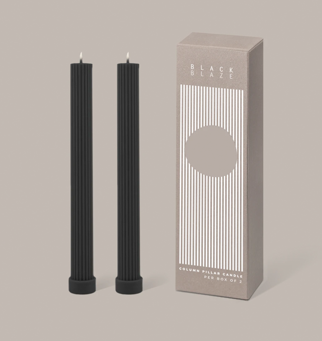 Black Blaze Column Pillar Candle - Black
