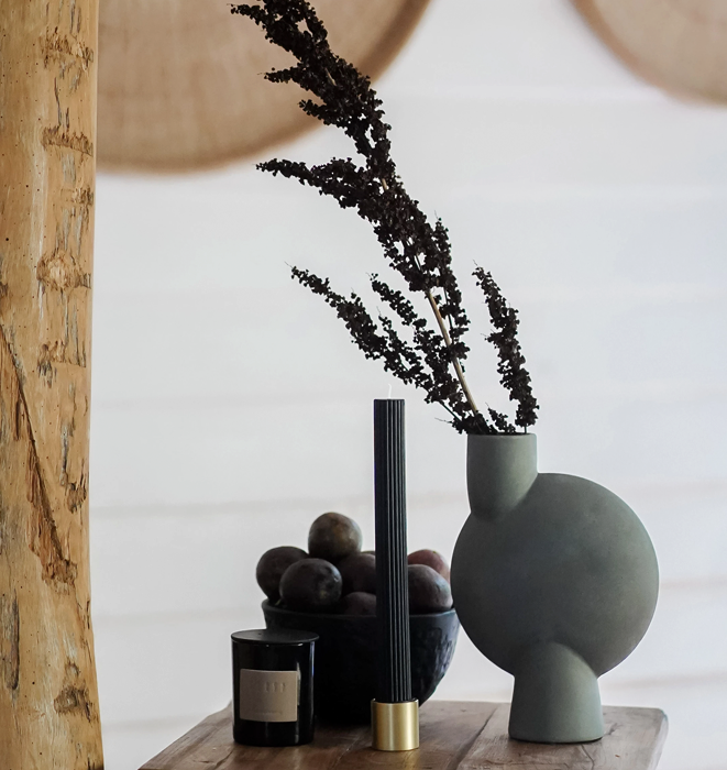 Black Blaze Column Pillar Candle - Black