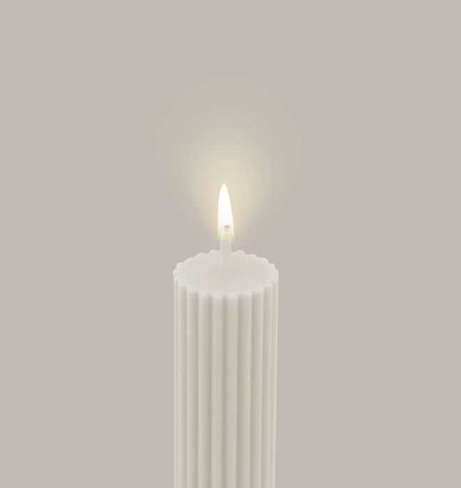 Black Blaze Column Pillar Candle - Cream