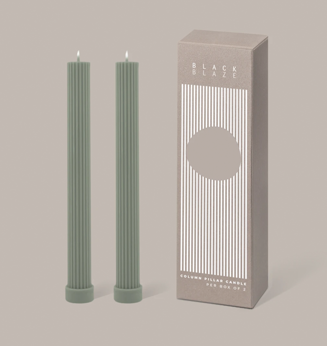 Black Blaze Column Pillar Candle - Eucalyptus