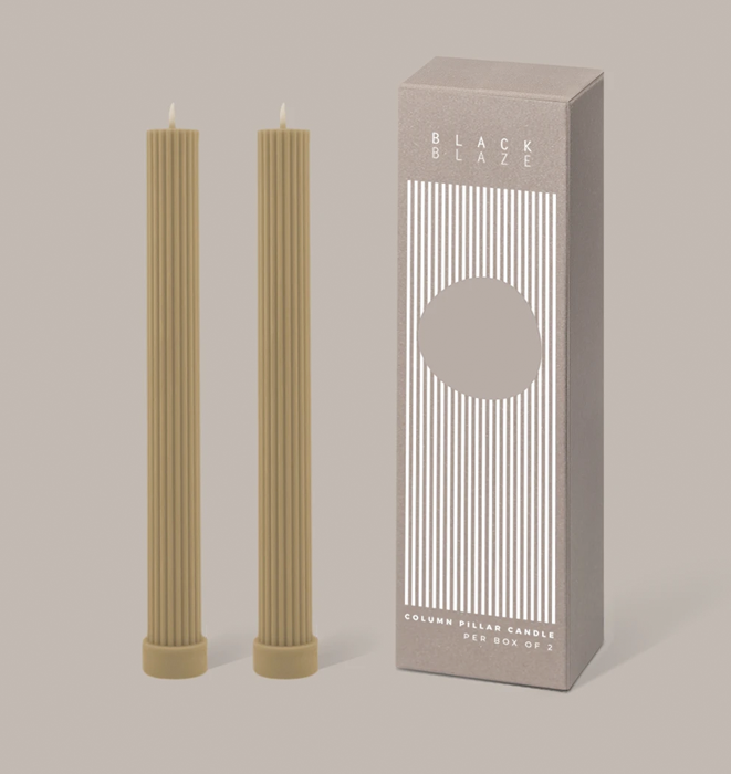 Black Blaze Column Pillar Candle - Honey