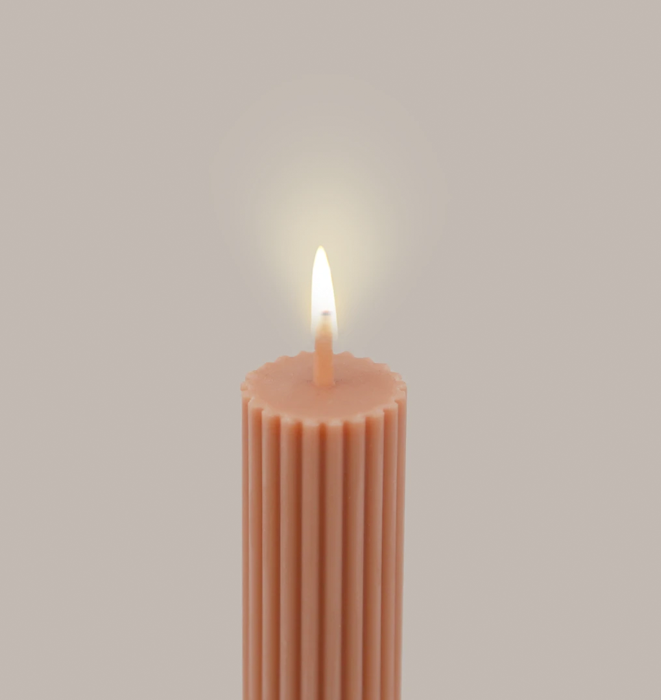 Black Blaze Column Pillar Candle - Peach
