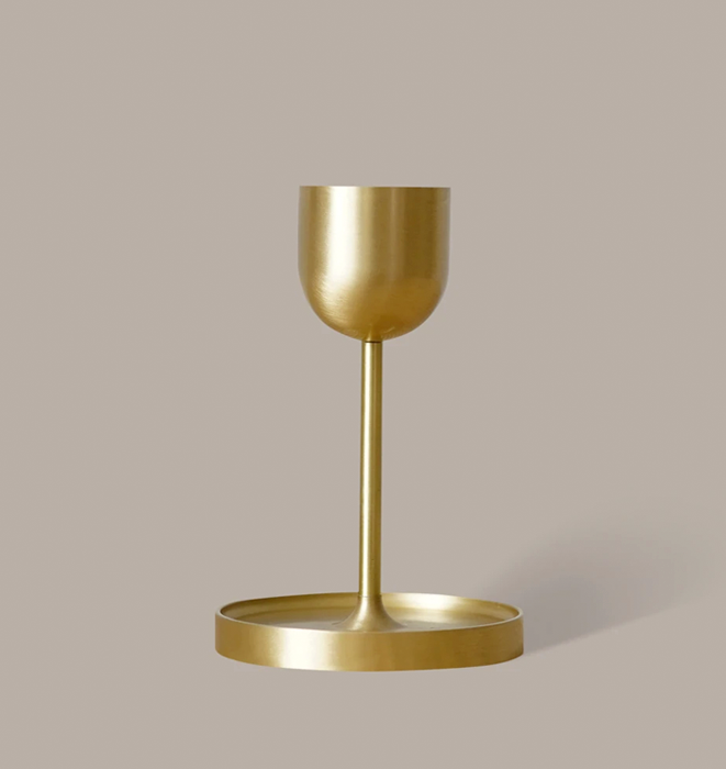 Black Blaze Fountain Brass Candle Holder - Medium