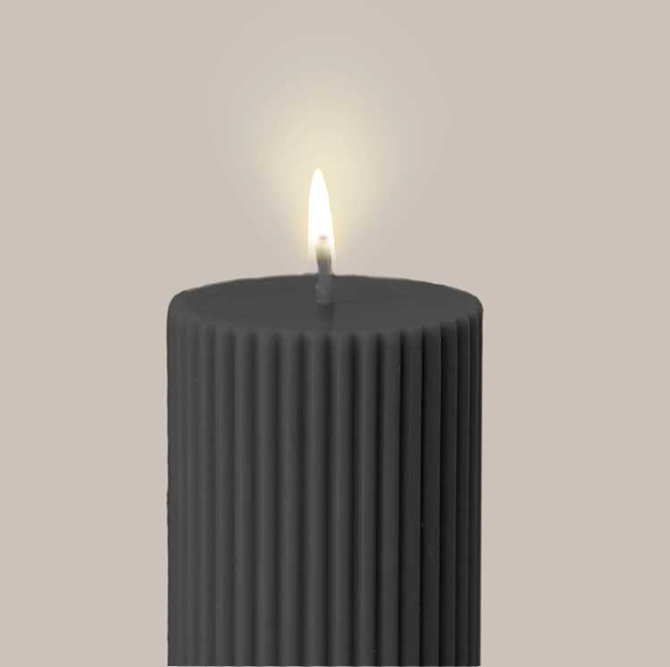 Black Blaze Wide Column Pillar Candle - Black