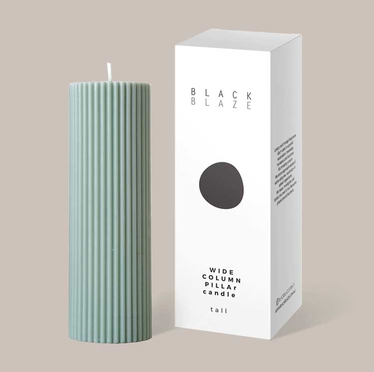 Black Blaze Wide Column Pillar Candle - Eucalyptus