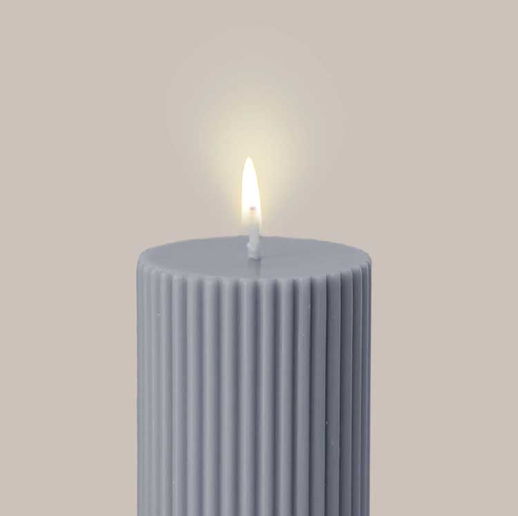 Black Blaze Wide Column Pillar Candle - Grey