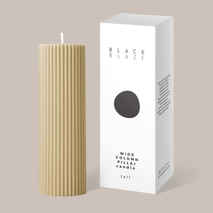 Black Blaze Wide Column Pillar Candle - Honey