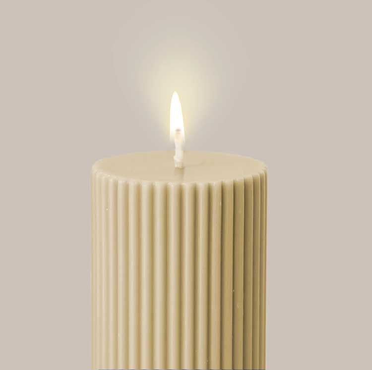 Black Blaze Wide Column Pillar Candle - Honey