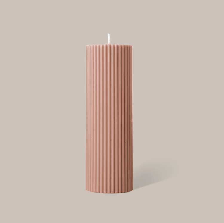 Black Blaze Wide Column Pillar Candle - Peach