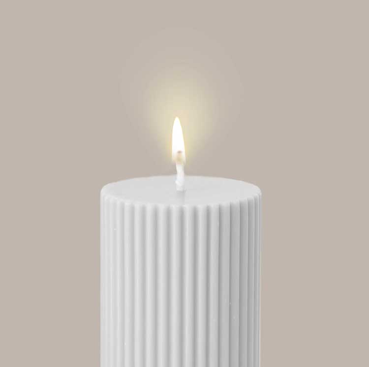 Black Blaze Wide Column Pillar Candle - White