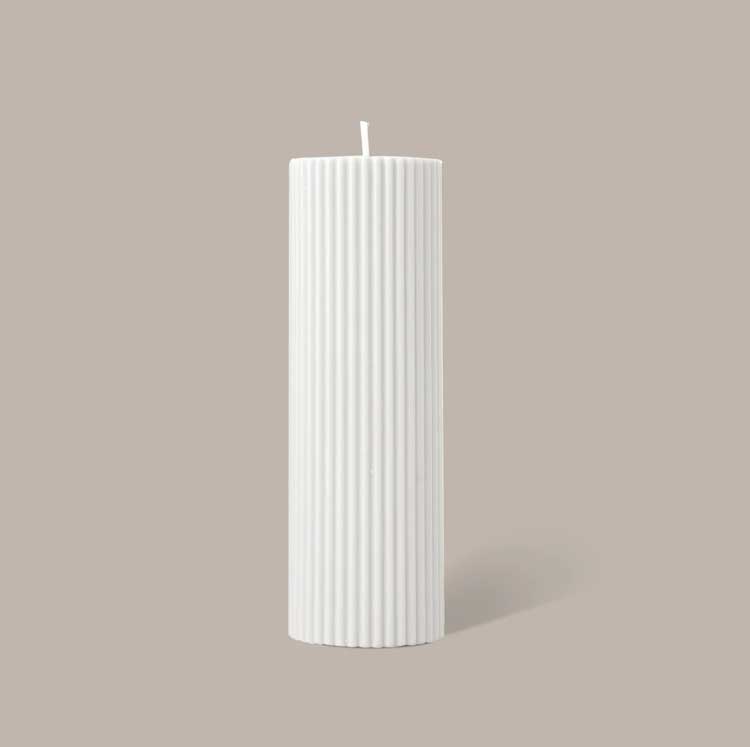 Black Blaze Wide Column Pillar Candle - White
