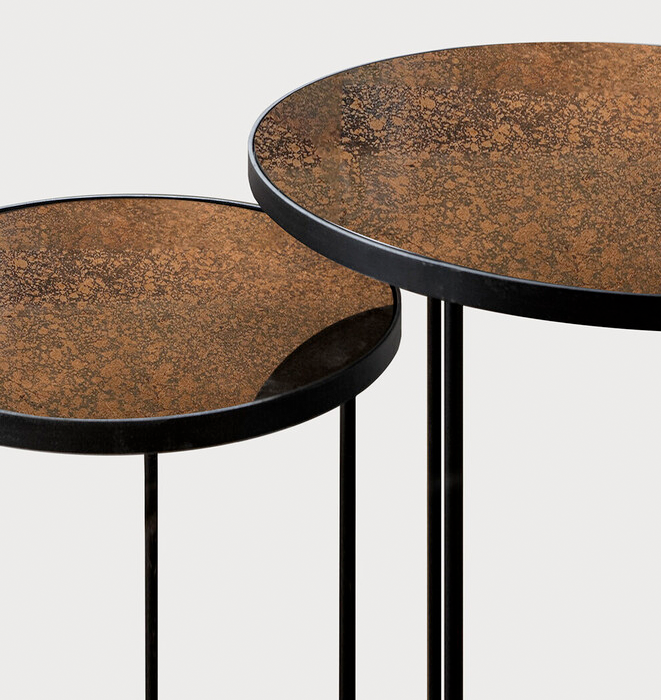 Ethnicraft Bronze Copper Nesting Side Table Set