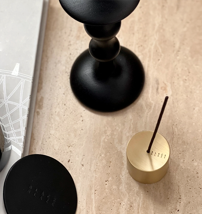 Black Blaze Column Brass Candle Holder
