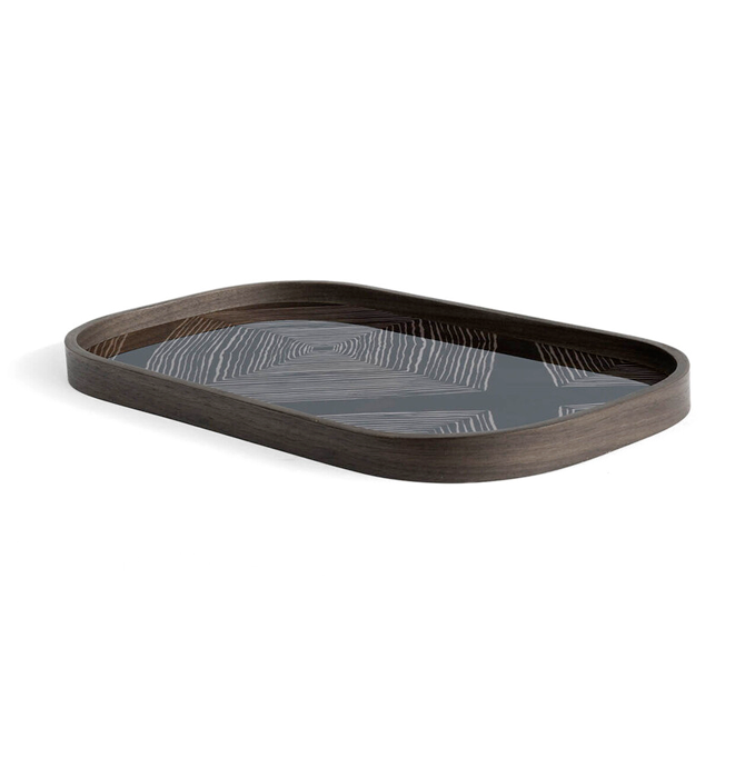 Ink Linear Squares Glass Valet Tray