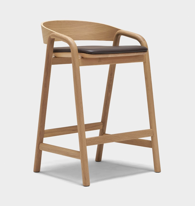 Inlay Counter Stool - Leather Upholstery