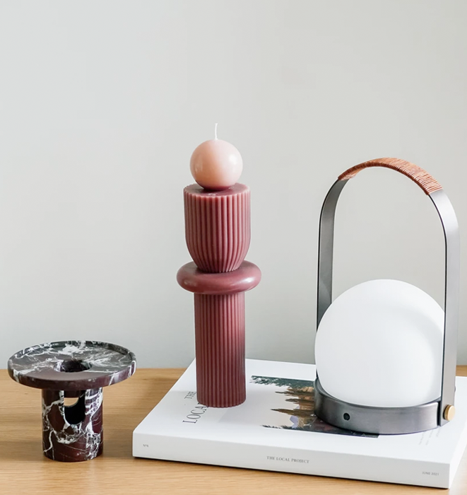Black Blaze Lumière Oil Burner / Burgundy Marble