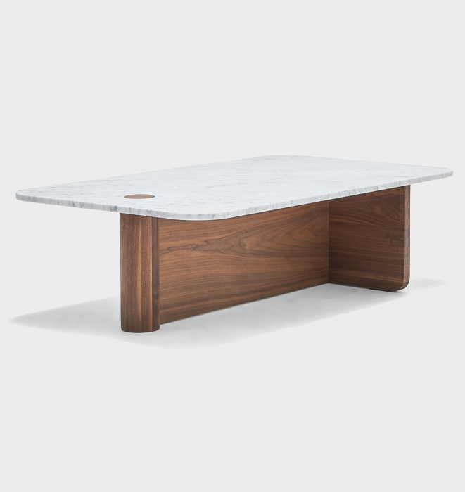 Pivot Rectangle Coffee Table by Natadora - Walnut and Marble