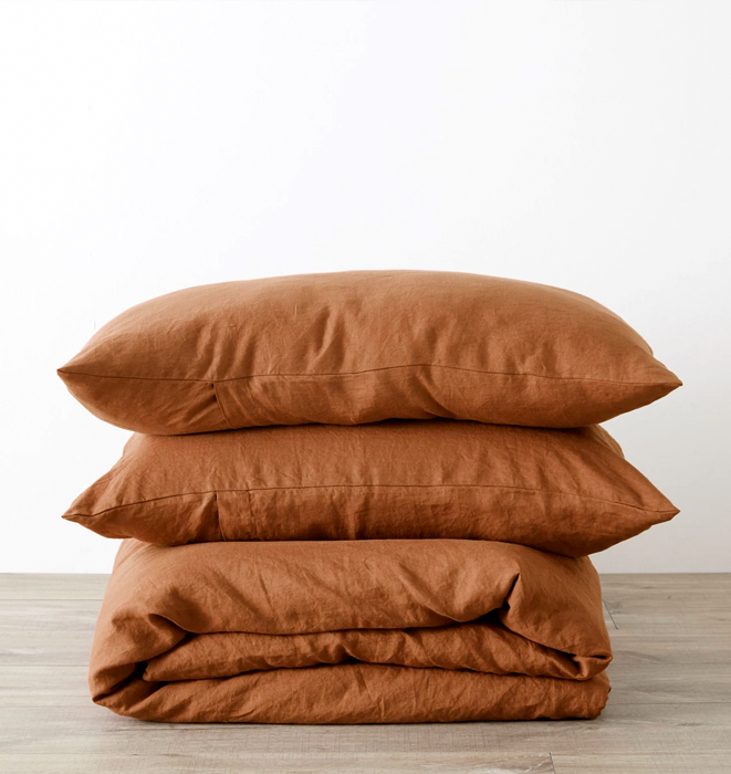 Cultiver 100% Linen Duvet Cover Set - Cedar