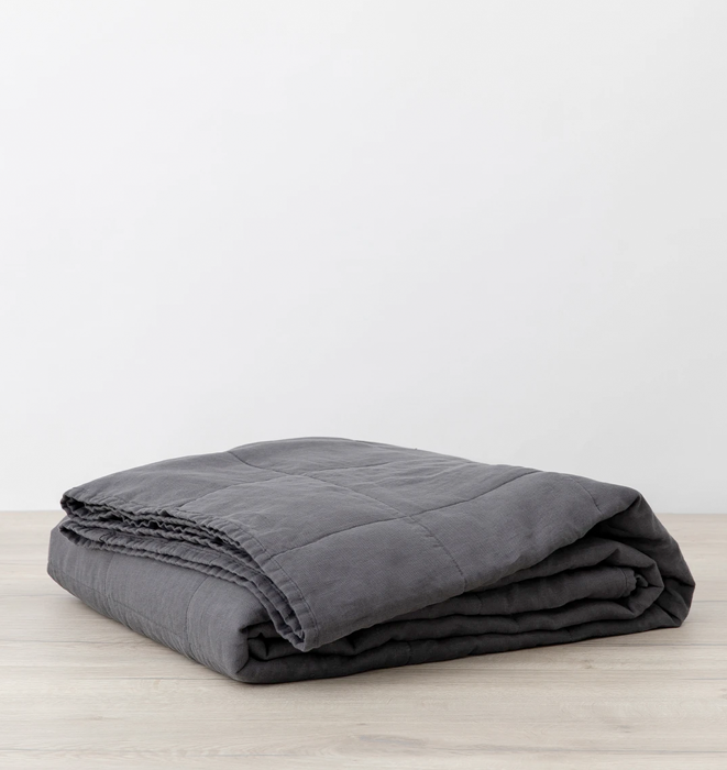 Cultiver 100% Linen Quilted Bedcover - Slate