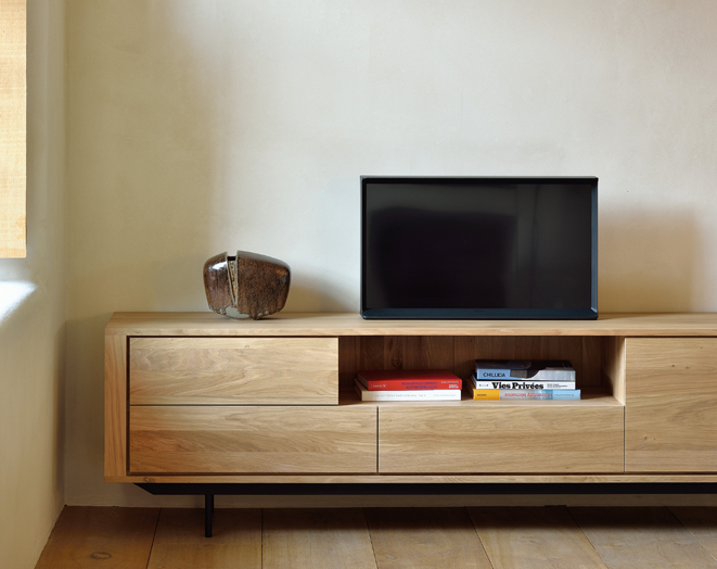 Oak Shadow TV Cupboard by Ethnicraft - 2 Doors/1 Flip Door/2 Drawers