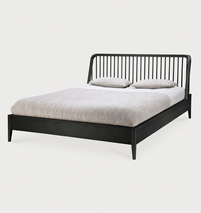 Spindle Oak Black Bed by Ethnicraft