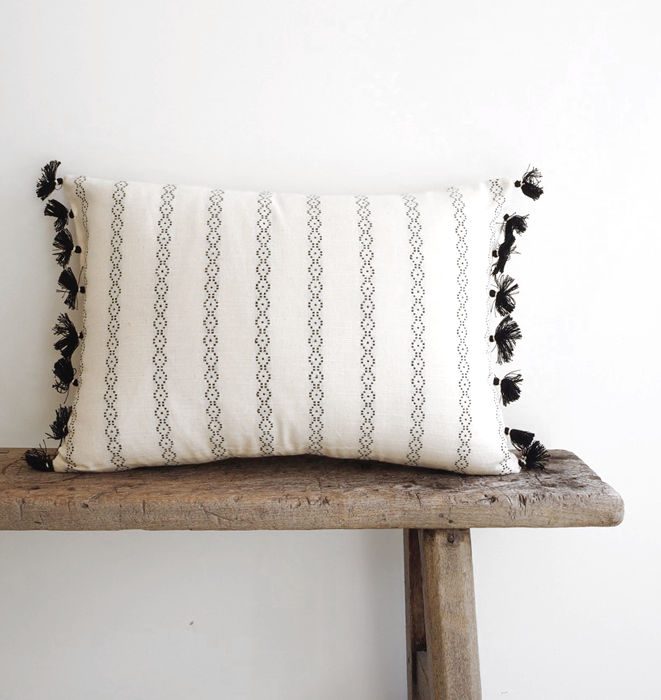 Cotton Diamond Stripe Woven Cushion