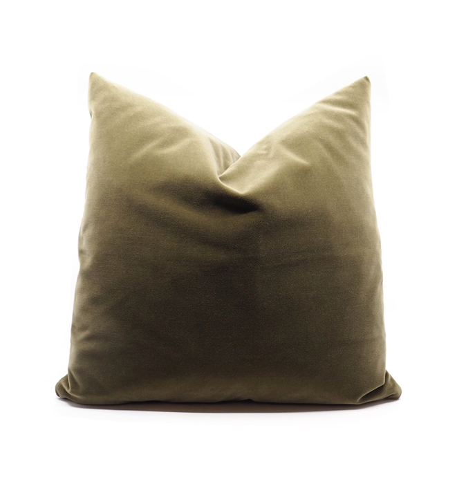 Olive Cotton Velvet Cushion