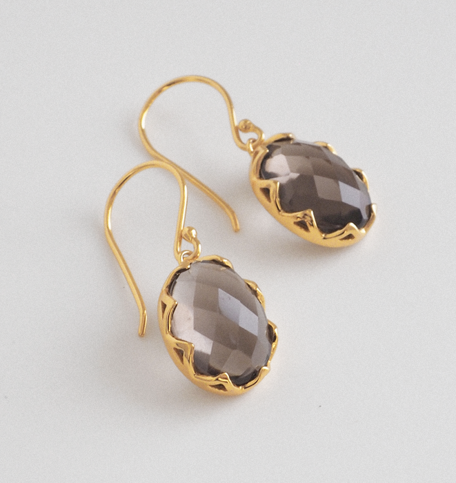 Banksia Gold Earring - Smokey Quartz