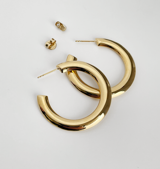 14k gold flat hoop cheap earrings