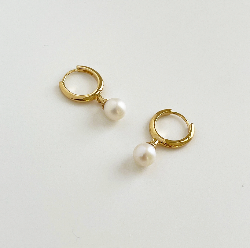 Pearl Drop Hoops